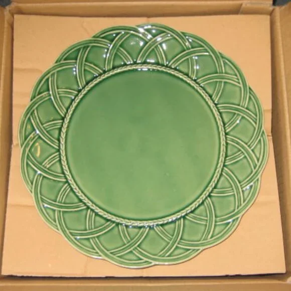 NWT Bordallo Pinheiro Outono Autumn Green 10” Dinner Plate Made in Portugal NEW - Picture 9 of 14
